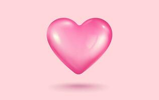 ícone de vetor de coração rosa para dia dos namorados em estilo 3d realista.