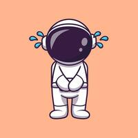 astronauta chorando desenho animado vetor ícone ilustração. Ciência tecnologia ícone conceito isolado Prêmio vetor. plano desenho animado estilo