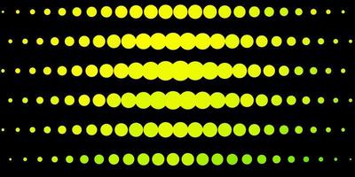 fundo vector verde escuro e amarelo com manchas. ilustração com conjunto de esferas abstratas coloridas brilhantes. design para seus comerciais.