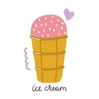 sorvete, conceito de sobremesa de verão. mão desenhada ilustração plana. vetor