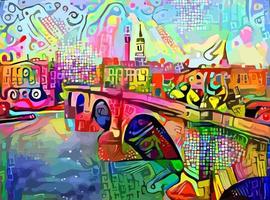 pintura impressionista abstrata da ponte de Londres vetor
