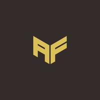 letra do logotipo af modelo de design de logotipo inicial com fundo dourado e preto vetor