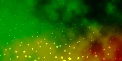 padrão de vetor verde escuro e amarelo com estrelas abstratas. brilhante ilustração colorida com estrelas pequenas e grandes. padrão para sites, páginas de destino.