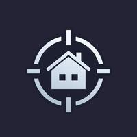ícone de pesquisa de casa, logotipo de imóveis vetor