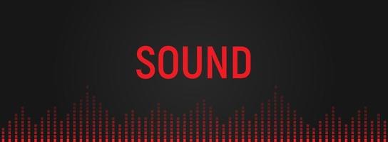 equalizador de áudio, ilustração de reconhecimento de faixa de voz. reprodução de música, ícone de trilha sonora. espectro de áudio digital. vibrações de som vermelho isoladas em fundo preto vetor