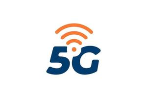 Símbolo de negócios de conexão de rede 5g. Ícone de tecnologia de internet sem fio de 5ª geração. vetor 5 g modelo de design de emblema de comunicação isolado