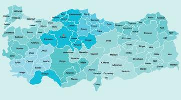 Doodle desenho à mão livre mapa político da Turquia com as principais cidades. ilustração vetorial. vetor