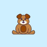 cachorro bonito está sentado. conceito de desenho animado animal isolado. pode ser usado para t-shirt, cartão de felicitações, cartão de convite ou mascote. estilo cartoon plana vetor