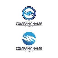 ondas, logotipo da praia de água e ícones de modelos de símbolos azuis app vetor