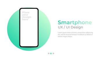 smartphone com banner de tela em branco, maquete. modelo para interface de design de interface do usuário. vetor