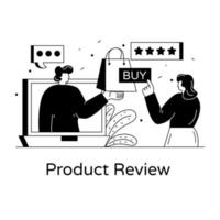 revisão do produto e compras vetor