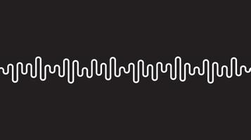 linha curvilínea branca sobre fundo preto. onda de rádio ou equalizador de música, onda sonora. eletrocardiograma estilizado, design de interface para equipamentos médicos, ilustração vetorial. vetor