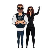 jovem agente do fbi com personagens de mulheres rudes vetor