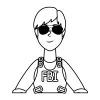 personagem jovem agente fbi vetor