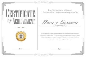 Ilustração em vetor modelo certificado ou diploma design retro