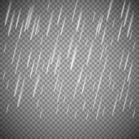 gotas de chuva de água de chuva natural realista em fundo transparente Ilustração vetorial para seu design