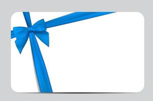 cartão-presente com fita azul e arco. ilustração vetorial vetor