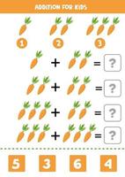 adição para crianças com cenoura de desenho animado. jogo educacional de matemática. vetor