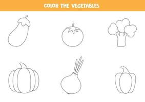 páginas para colorir com vegetais para crianças em idade pré-escolar, vetor