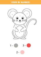 coloração matemática para crianças. rato bonito dos desenhos animados. vetor