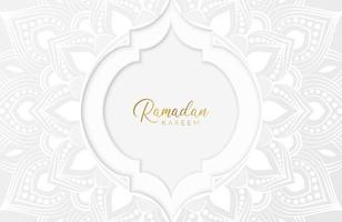 fundo ramadan kareem com mandala floral e ilustração vetorial de ornamento de corte de papel branco para as celebrações do mês sagrado islâmico vetor