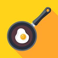 cozinhe ovos mexidos em uma frigideira quente. ilustração vetorial plana. vetor