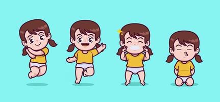 ilustração de menina chibi fofa vetor