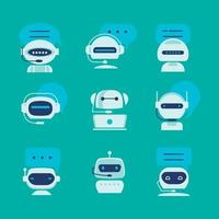 conjunto de ícones de chatbot de inteligência artificial