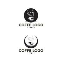xícara de café logotipo modelo vetor ícone design e café preto