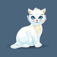 personagem gatinho branco com olhos azuis. ilustração em vetor plana