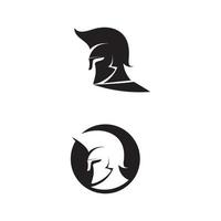 gladiador com logotipo espartano preto e capacete de desenho vetorial e cabeça preta vetor