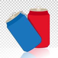 ícone plano de latas de alumínio ou latas de refrigerante em um fundo transparente vetor