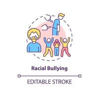 ícone do conceito de bullying racial. racismo na ilustração de linha fina de ideia abstrata de situação social. provocação, humilhação. com foco em raça, etnia. desenho de cor de contorno isolado vetor. curso editável vetor