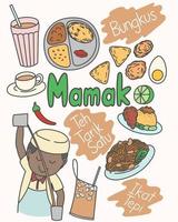 kedai mamak significa a comida mais famosa da Malásia vetor
