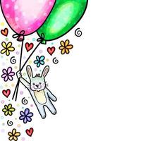 borda de coelho de balão de primavera em aquarela vetor