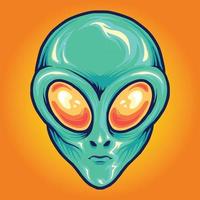 cabeça alienígena mascote dos desenhos animados vetor