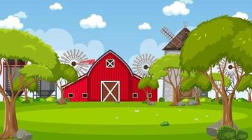 cena de fazenda com celeiro e moinho de vento vetor