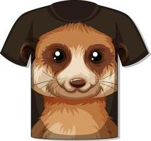 frente da camiseta com modelo de rosto de meerkat vetor