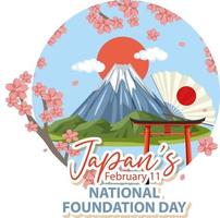 banner do dia da fundação nacional do Japão com Monte Fuji vetor