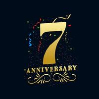 7 aniversário luxuoso dourado cor 7 anos aniversário celebração logotipo Projeto modelo vetor
