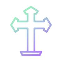 salib ícone gradiente verde roxa cor Páscoa símbolo ilustração. vetor