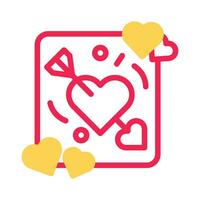 seta amor ícone duotônico amarelo vermelho estilo namorados ilustração símbolo perfeito. vetor