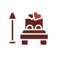 cama ícone sólido Castanho vermelho estilo namorados ilustração símbolo perfeito. vetor