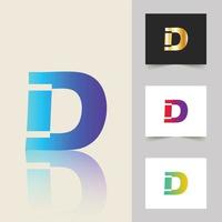 d letter logo design gradiente abstrato profissional vetor