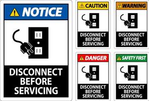 Perigo placa desconectar antes manutenção vetor