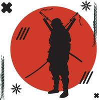 vetor silhueta samurai japonês ilustração