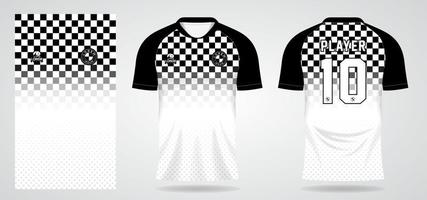 modelo de camisa esporte xadrez branco preto para uniformes de time e design de camiseta de futebol vetor