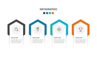 4 processo infográfico etiquetas Projeto modelo. o negócio apresentação. vetor ilustração.