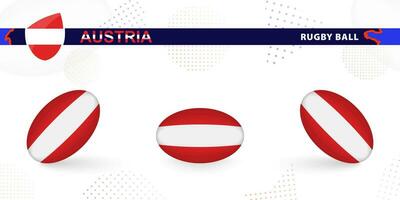 rúgbi bola conjunto com a bandeira do Áustria dentro vários ângulos em abstrato fundo. vetor