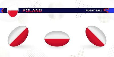 rúgbi bola conjunto com a bandeira do Polônia dentro vários ângulos em abstrato fundo. vetor